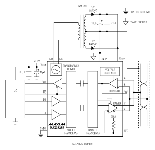 圖5. MAX3535E的典型應(yīng)用電路