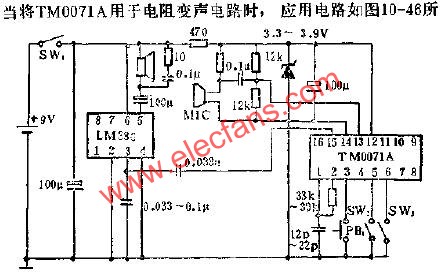 TM0071A用于按鍵式變聲電路圖  www.socialnewsupdate.com