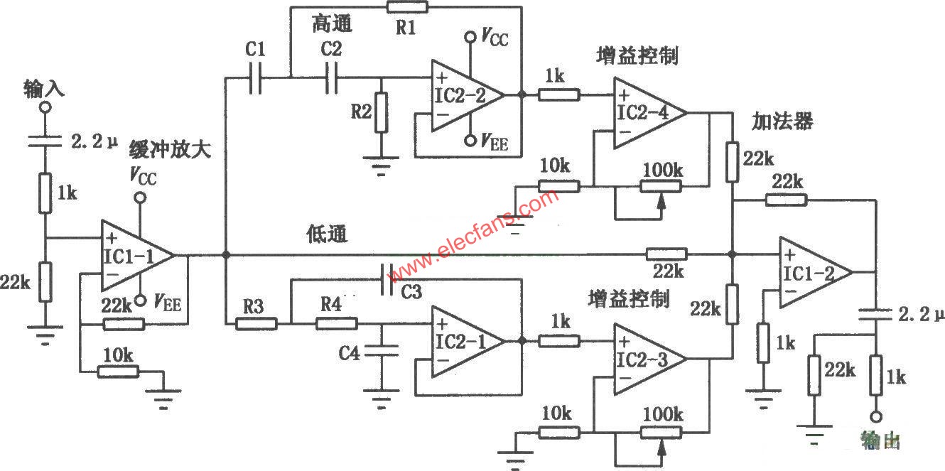 運(yùn)放型BBE處理器電路圖  www.socialnewsupdate.com