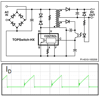 圖5:使用TOPSwitch-HX的標(biāo)準(zhǔn)反激式電路。（電子系統(tǒng)設(shè)計(jì)）