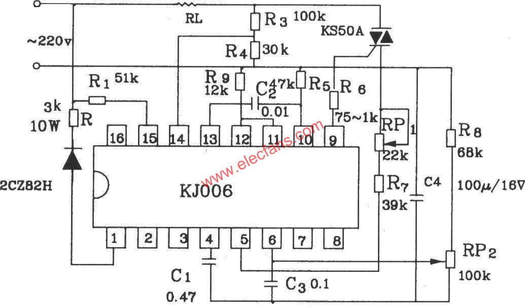 可控硅移相觸發(fā)器KJ006應用電路  www.socialnewsupdate.com