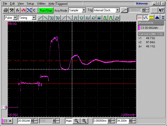 圖7. DATA1 PCB TDR阻抗測(cè)量