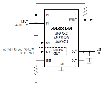 MAX1562、MAX1562H、MAX1563：典型工作電路