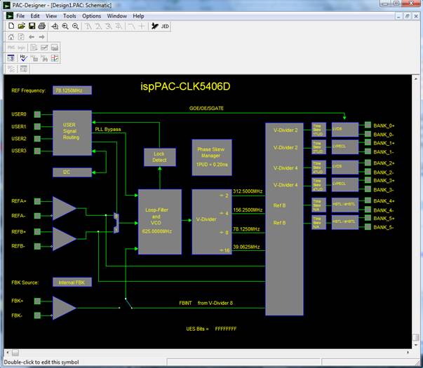 圖2：PAC-Designer 5.2中顯示的萊迪思ispClock5406D框圖。