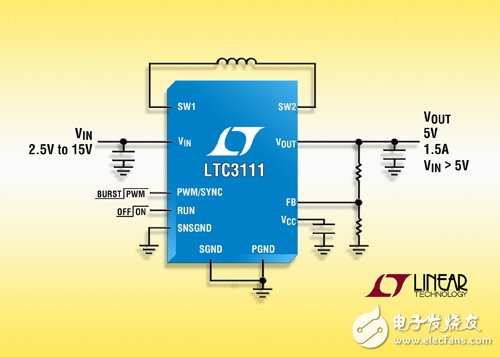 1.5A、15V 同步降壓-升壓型 DC/DC 轉(zhuǎn)換器提供延長(zhǎng)的電池運(yùn)行時(shí)間
