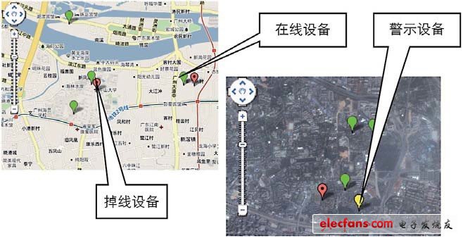 圖5 Google電子地圖在線(xiàn)預(yù)警示例