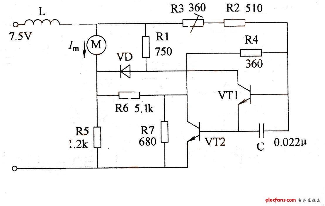 直流電動(dòng)機(jī)電子穩(wěn)速原理圖