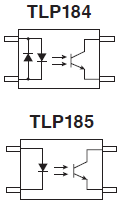 加強(qiáng)絕緣類輕薄通用晶體管耦合器內(nèi)部電路圖: TLP184, TLP185.