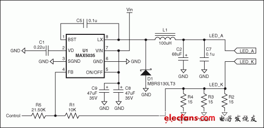 高亮度LED開(kāi)關(guān)電源電路圖