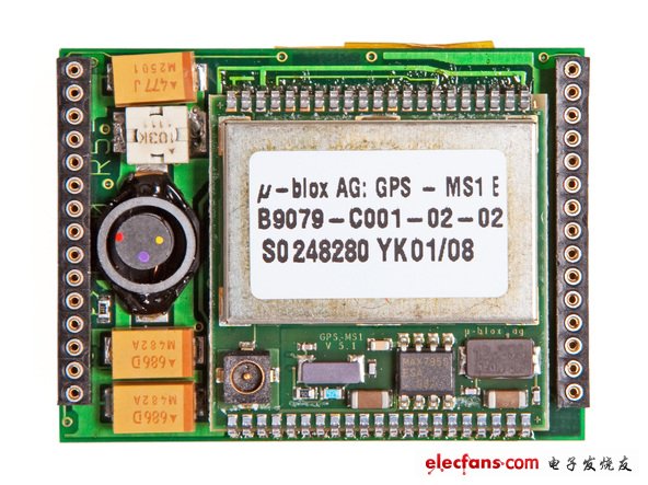 該模塊有一個GPS信號處理器件—— ?-blox GPS-MS1，它可以算得上是現(xiàn)代電子鼻祖級的了
