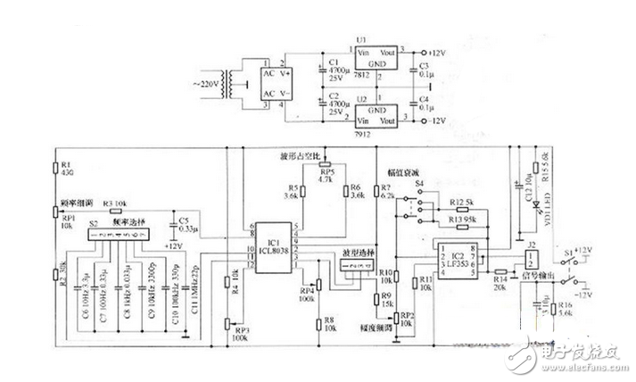 多功能信號發(fā)生器電子電路設計圖