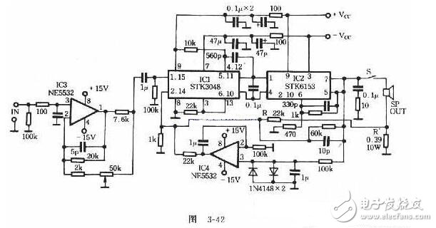 uPC1225H是NEC推出的50W音響驅(qū)動電路，芯片內(nèi)部設(shè)置有完善的保護環(huán)節(jié)，外圍電路雖然略微復(fù)雜了一些，但uPC1225H的輸出電壓偏差只有±5mV，極寬的功率頻帶與極高的轉(zhuǎn)換速率使之比LM3886等集成功放的音色溫暖，柔和且更加耐聽。