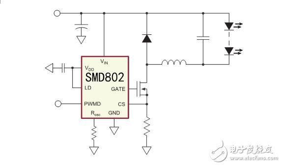SMD802高效PWM線性恒流調(diào)光非隔離LED恒流驅(qū)動應(yīng)用設(shè)計(jì)使用IC