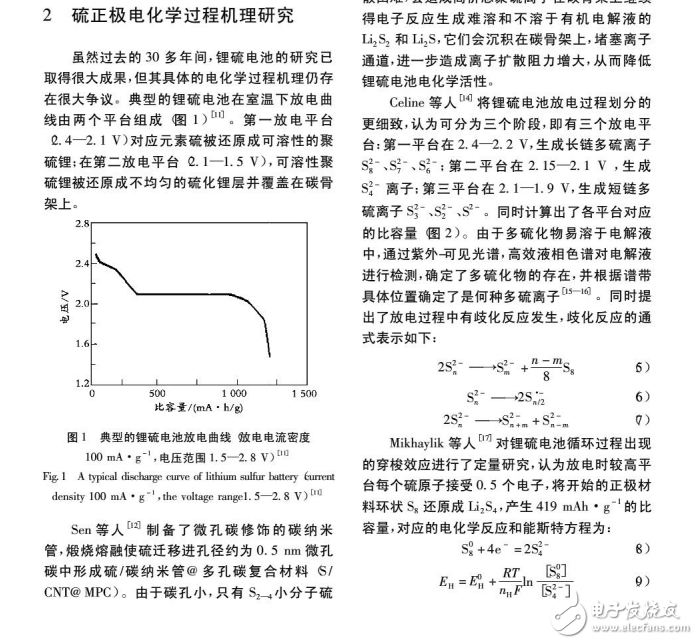 鋰硫電池電化學(xué)循環(huán)過(guò)程與硫正極電化學(xué)過(guò)程機(jī)理研究
