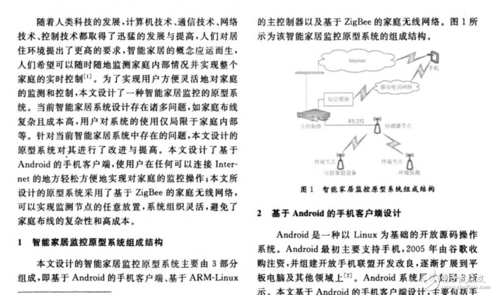 智能家居監(jiān)控原型系統(tǒng)組成結(jié)構(gòu)和基于ARM-Linux系統(tǒng)的主控制器設(shè)計