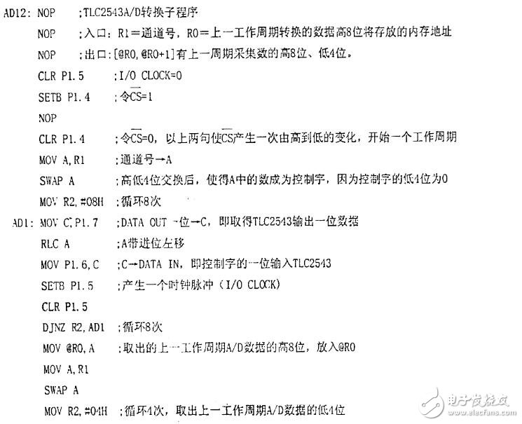 TLC2543與51單片機(jī)接口電路圖及A/ D采集程序