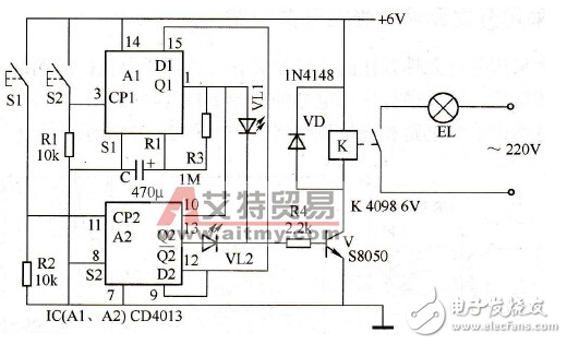 cd4013樓梯延時(shí)照明燈的應(yīng)用